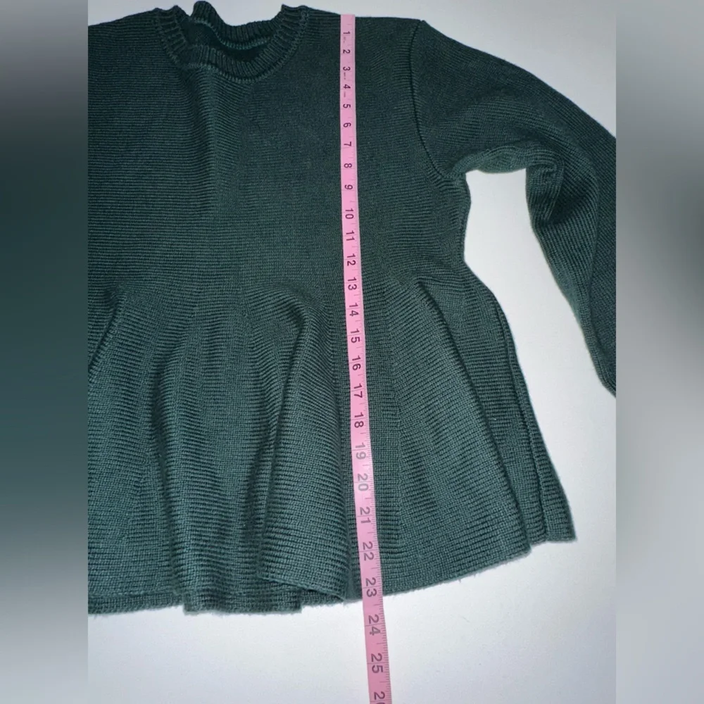 ADEAM Intermix “Wendy” forest green peplum knit sweater top L - Picture 11 of 12